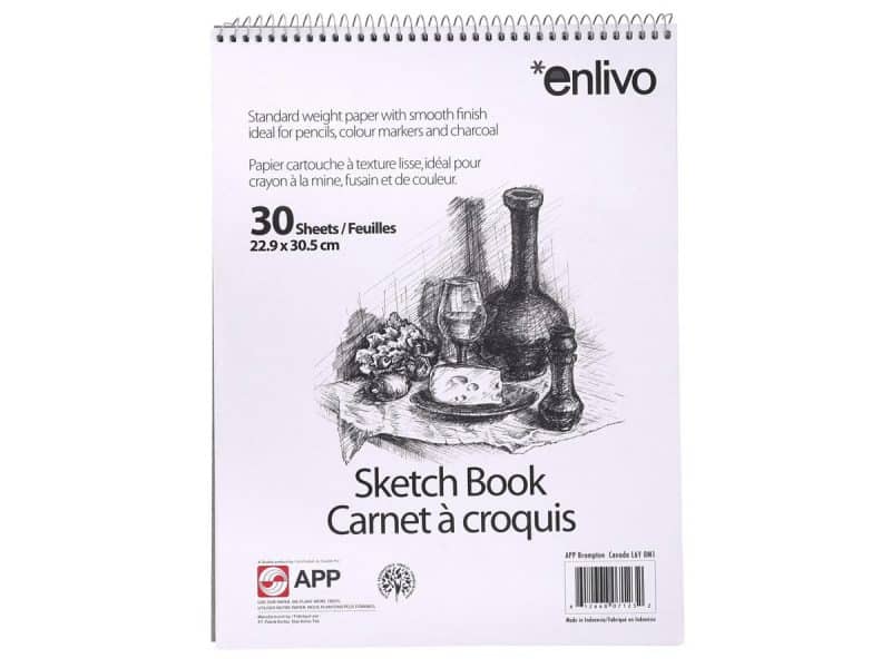 Cahier à croquis reliure spirale 30 feuilles 9 x 12
