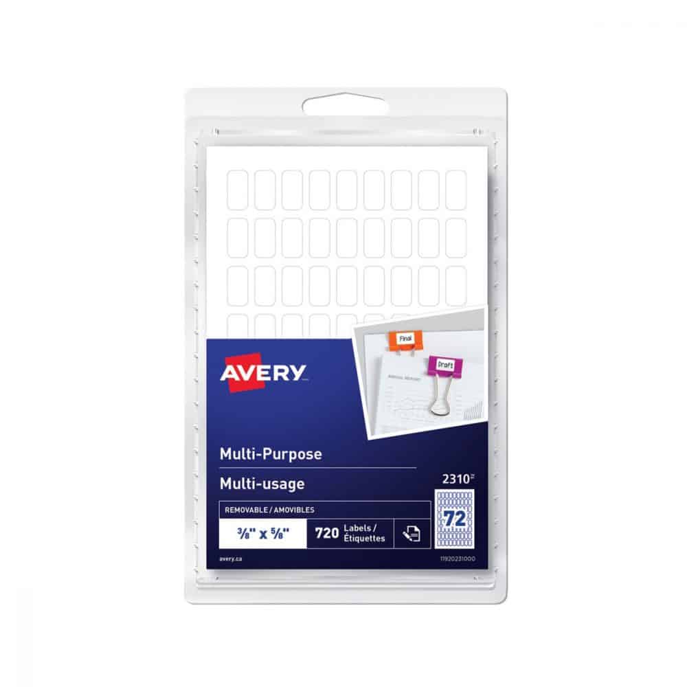 Étiquettes Avery 3/8 x 5/8 po (pqt 720)