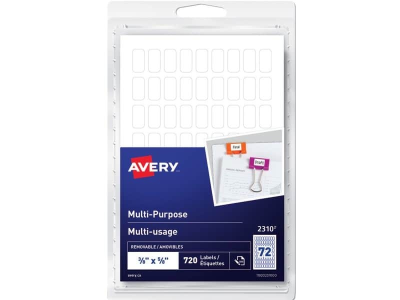 Étiquettes Avery 3/8 x 5/8 po (pqt 720)