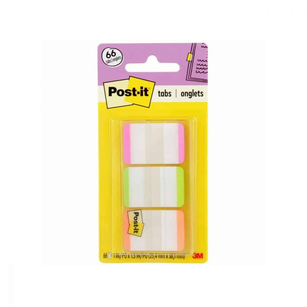 Paquet de 66 onglets Post-it rose, vert, orange