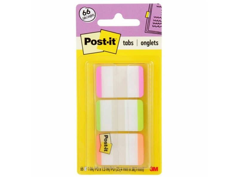 Paquet de 66 onglets Post-it rose, vert, orange