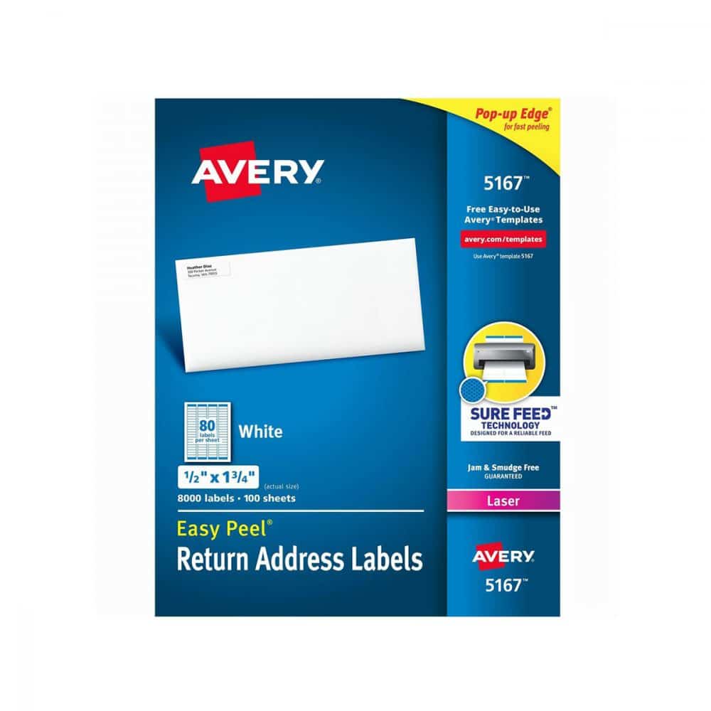 Étiquettes Avery Easy Peel® 1-3/4 x 1/2" (80 par page)