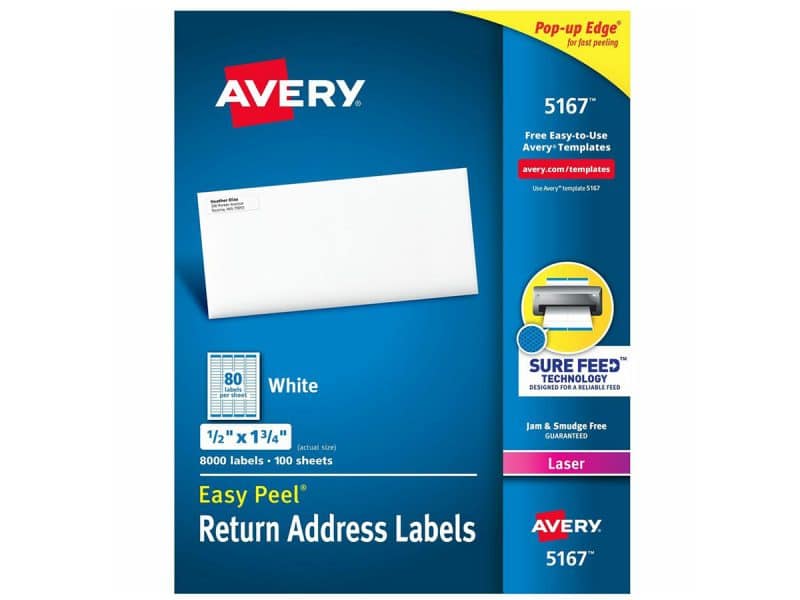 Étiquettes Avery Easy Peel® 1-3/4 x 1/2" (80 par page)