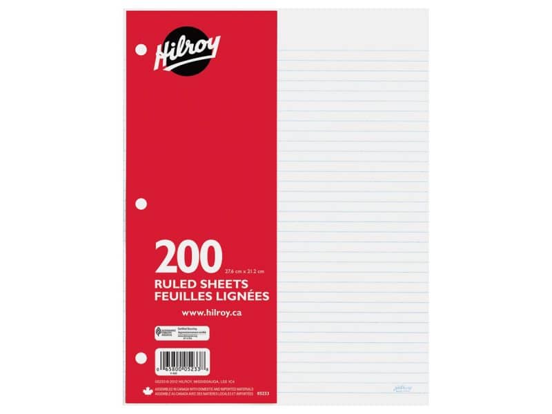 Feuilles mobiles lignées (paquet de 200)