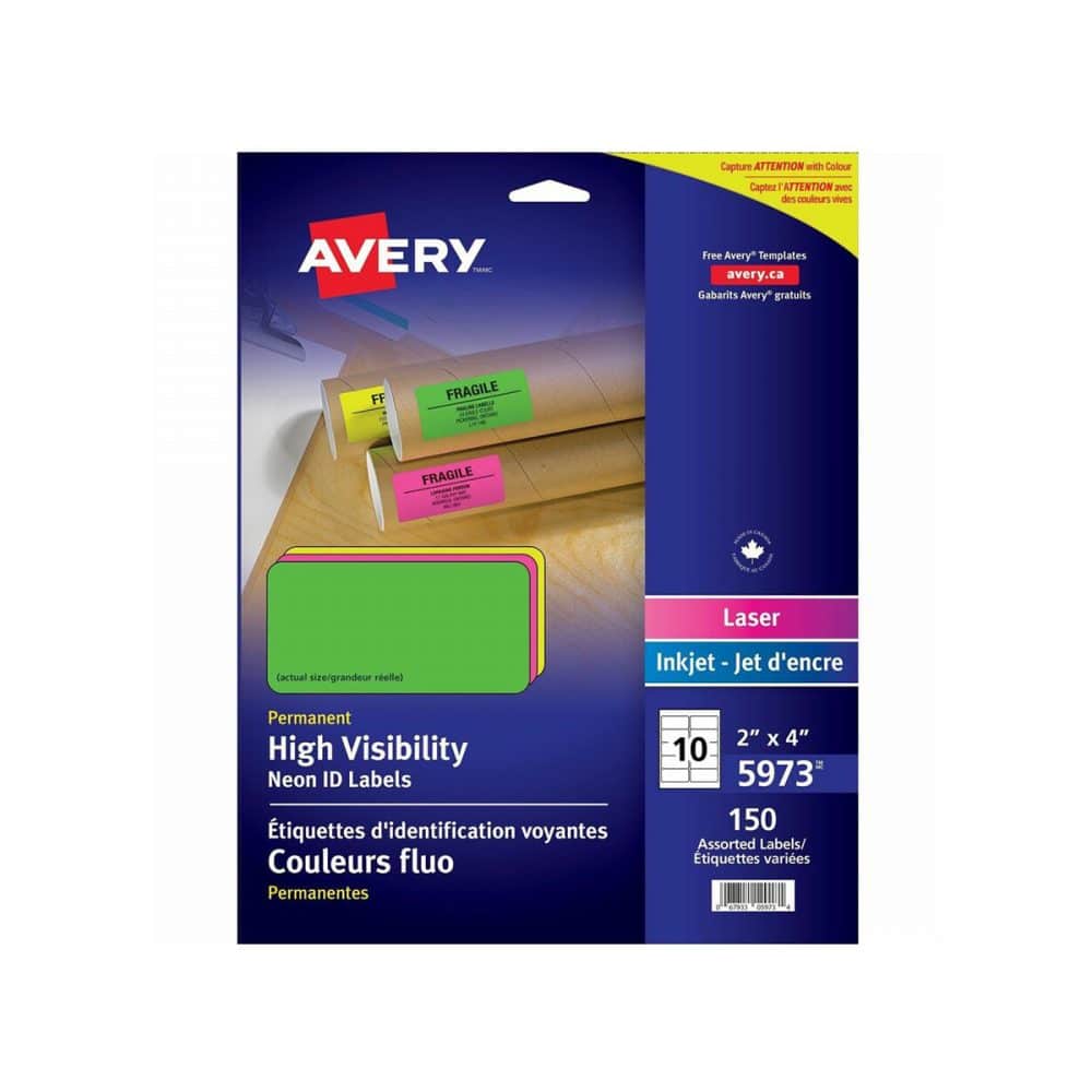 Étiquettes fluorescentes Avery 2x4 pouces