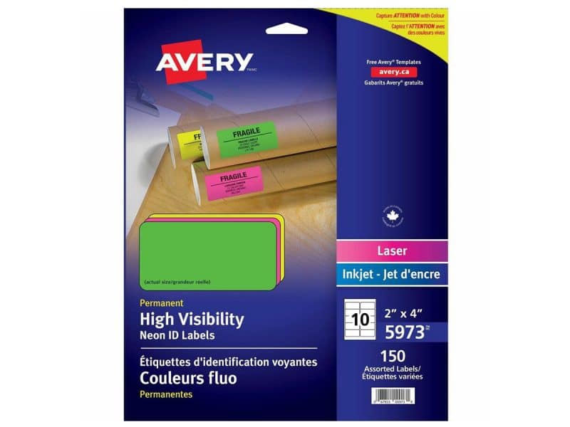 Étiquettes fluorescentes Avery 2x4 pouces