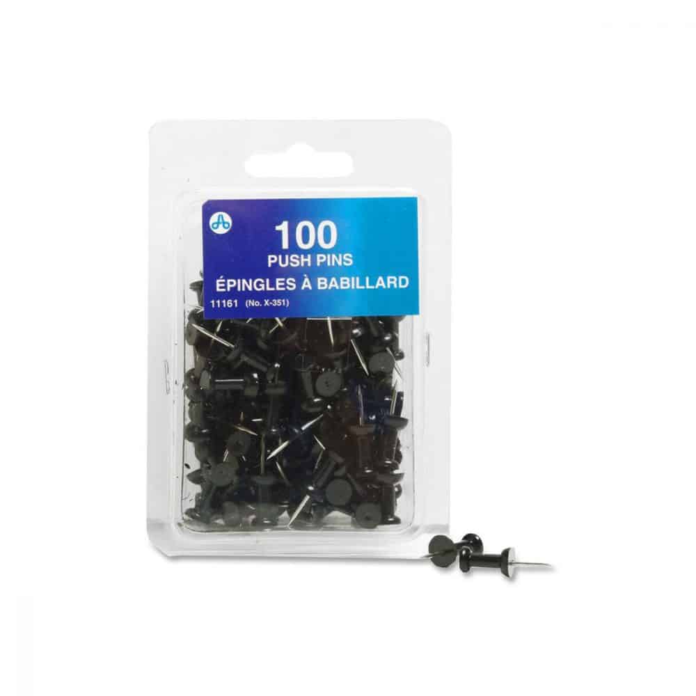 Boîte de 100 punaises en plastique noir