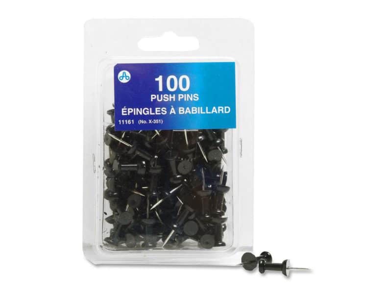 Boîte de 100 punaises en plastique noir