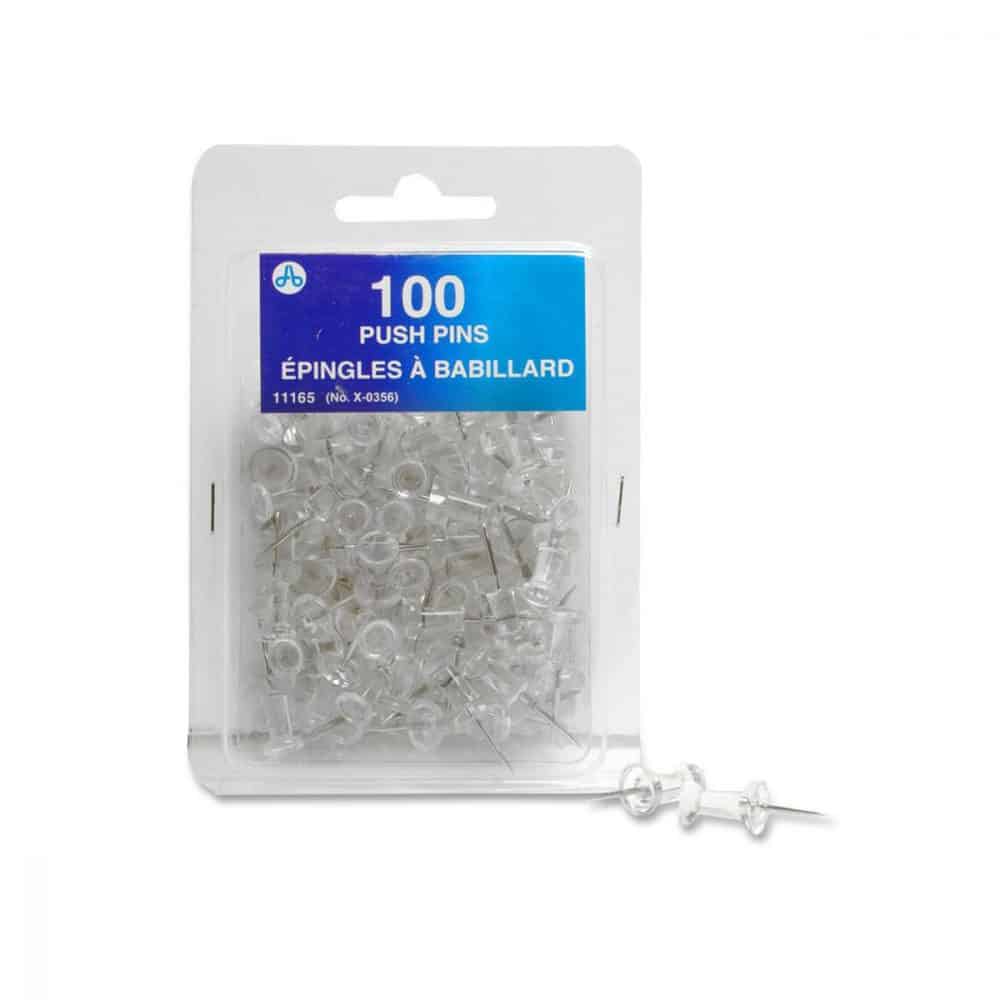 Boîte de 100 punaises en plastique clair
