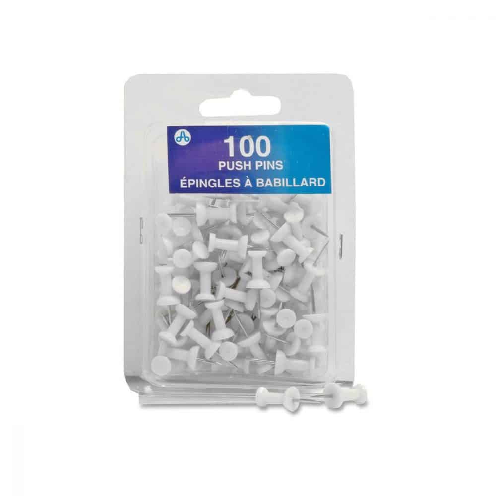 Boîte de 100 punaises en plastique blanc