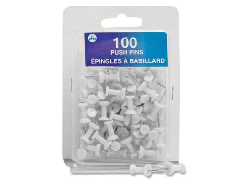 Boîte de 100 punaises en plastique blanc