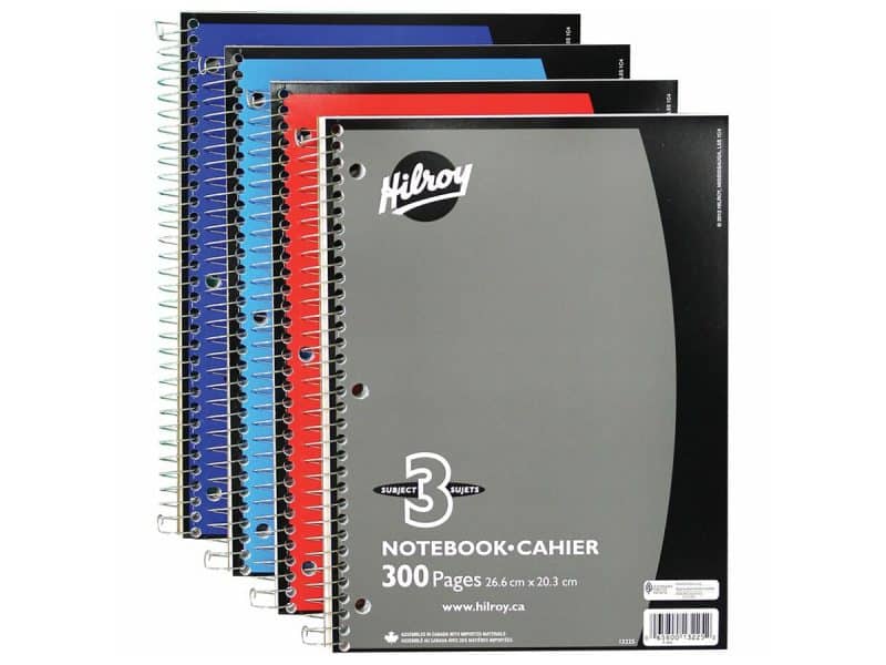 Cahier à reliure spirale Hilroy 300 pages 10.5x8po