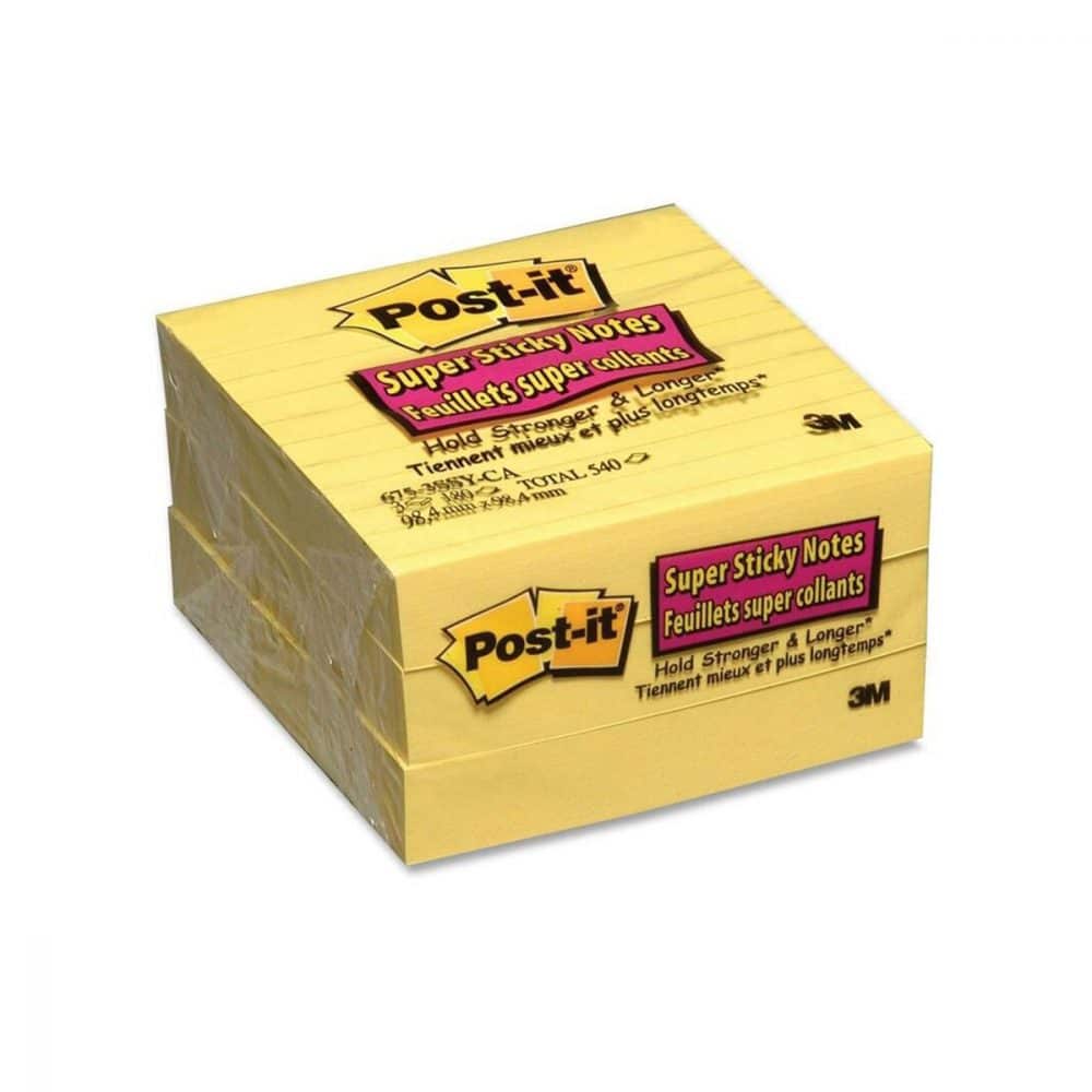 Feuillets super collants Post-it 4x4 jaune ligne