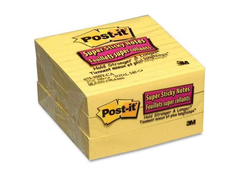 Feuillets super collants Post-it 4x4 jaune ligne