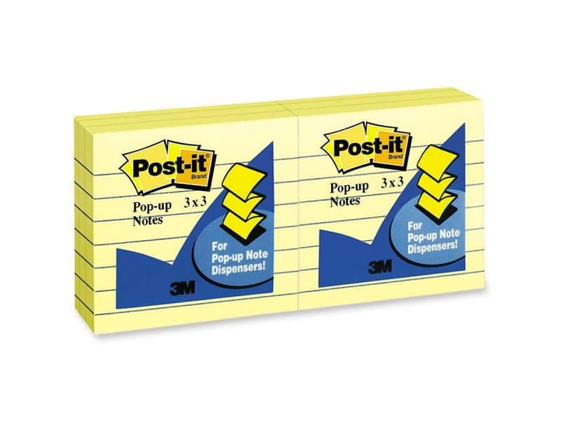 6 paquets feuillets éclair Post-it 3x3 ligné jaune - 3M