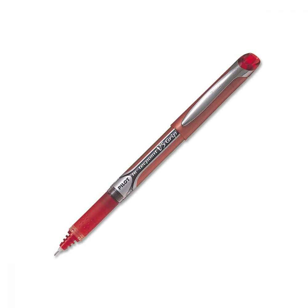 Stylo à bille roulante Hi-Tecpoint Grip V5 rouge