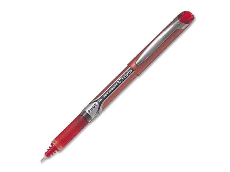 Stylo à bille roulante Hi-Tecpoint Grip V5 rouge