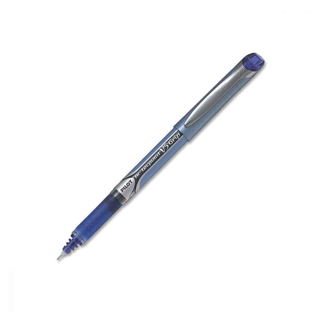 Stylo à bille roulante Hi-Tecpoint Grip V5 bleu