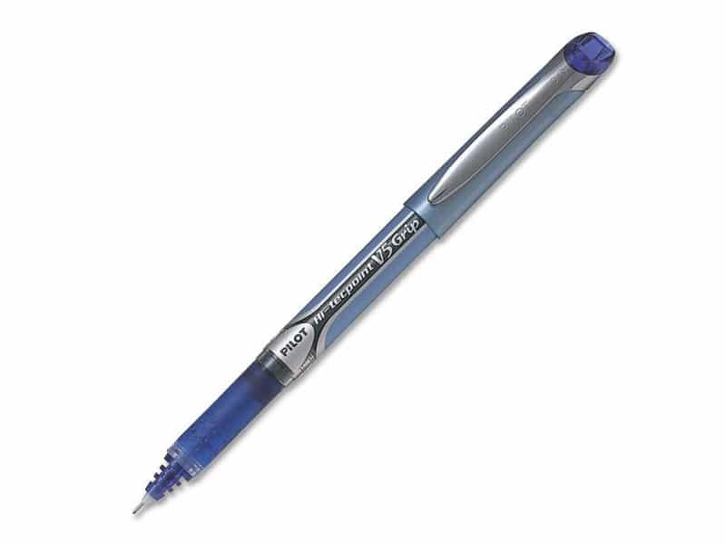 Stylo à bille roulante Hi-Tecpoint Grip V5 bleu