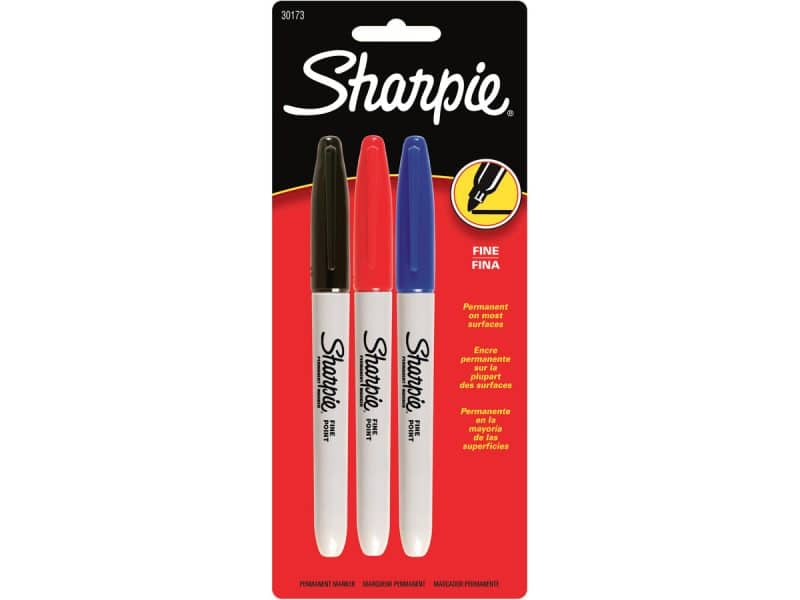 Marqueur fin Sharpie Pqt de 3, coul variées