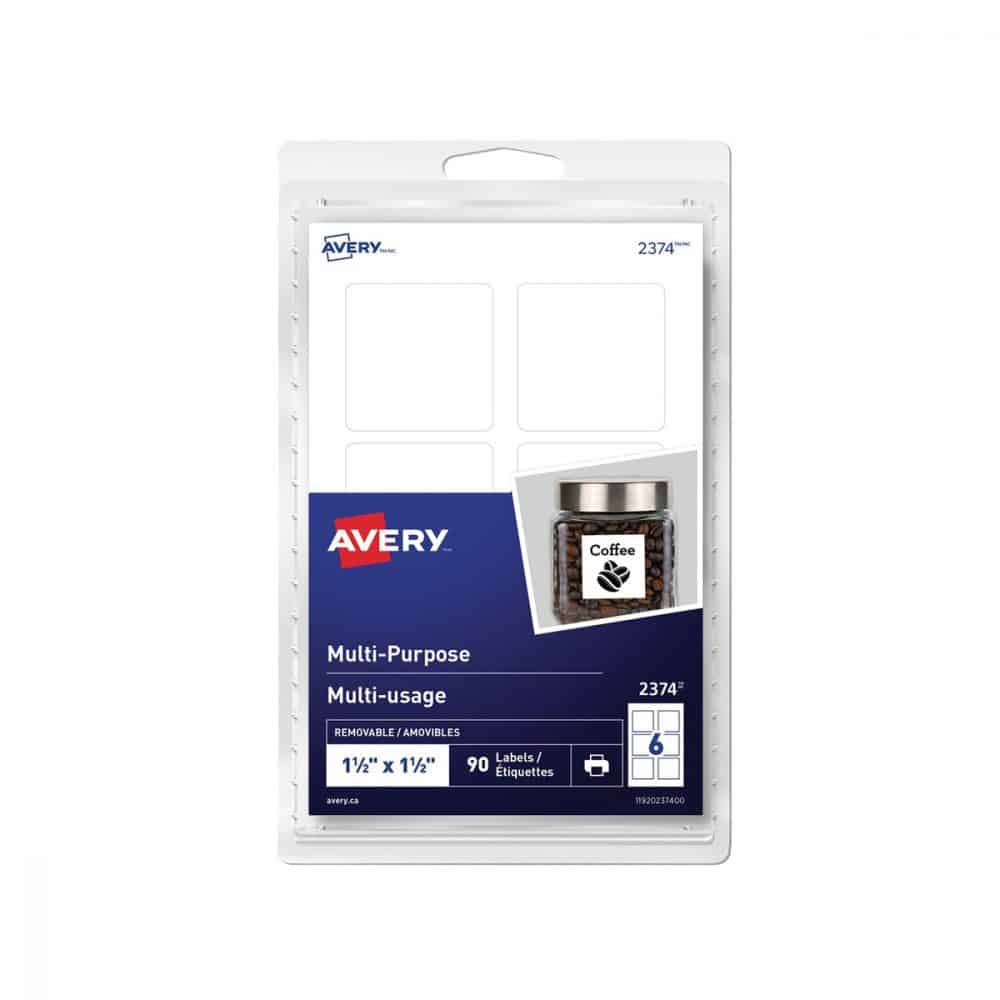 Étiquettes multi-usages Avery 1.5po x1.5po