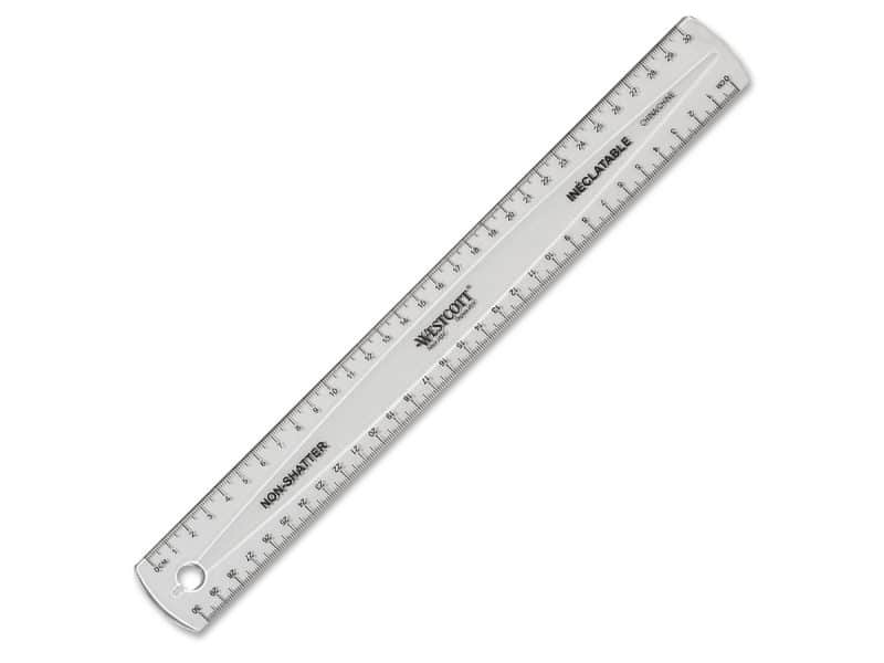 Règle Westcott en plastique transparent inéclatable 30cm