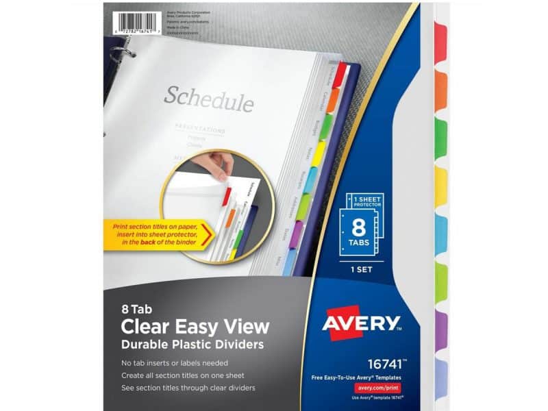 Intercalaires transparents Clear Easy View 8 onglets