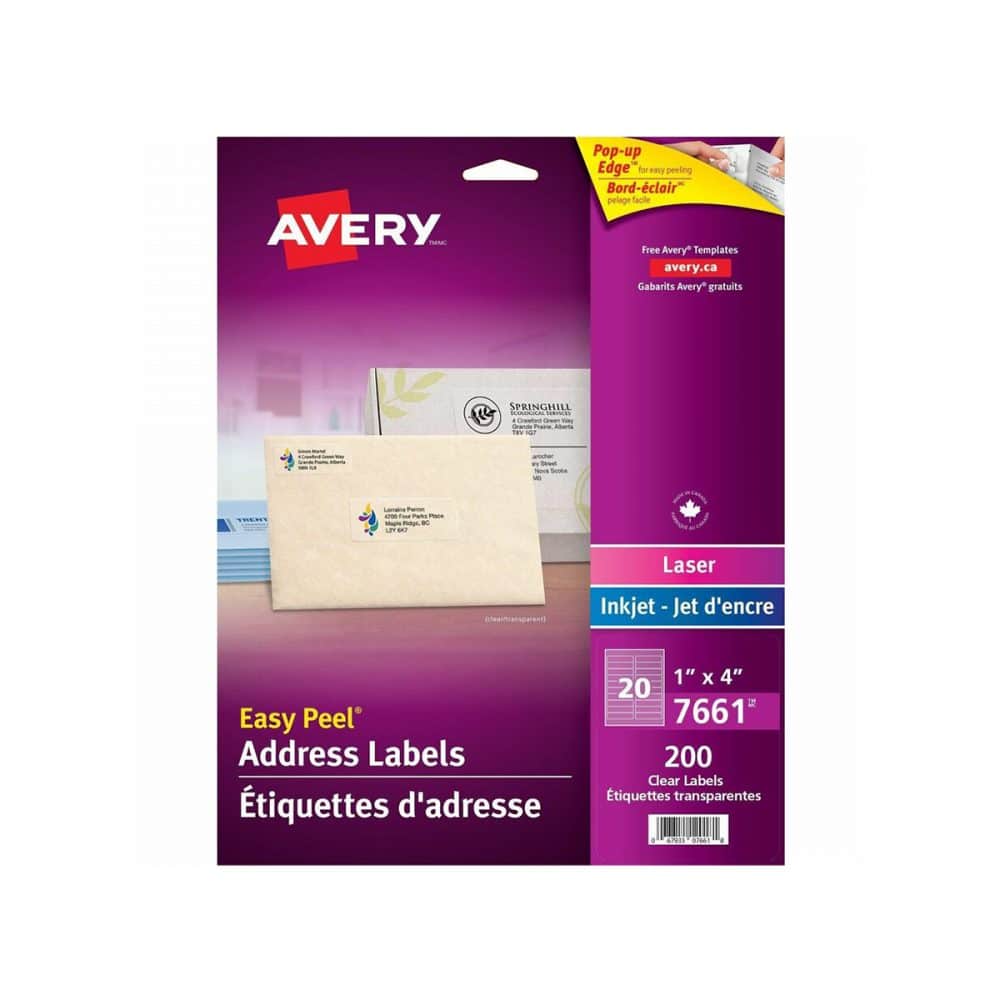 Étiquettes transparentes Avery 20/page 7661