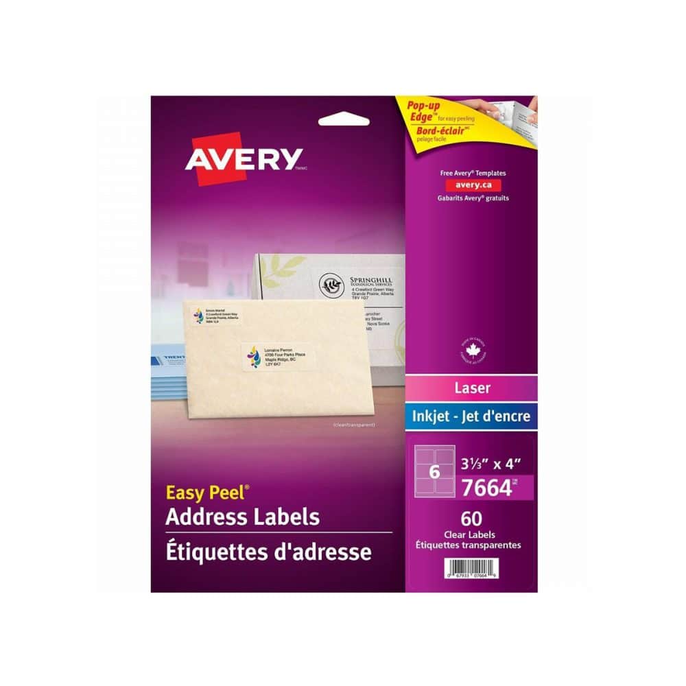 Étiquettes transparentes Avery 6/page 7664