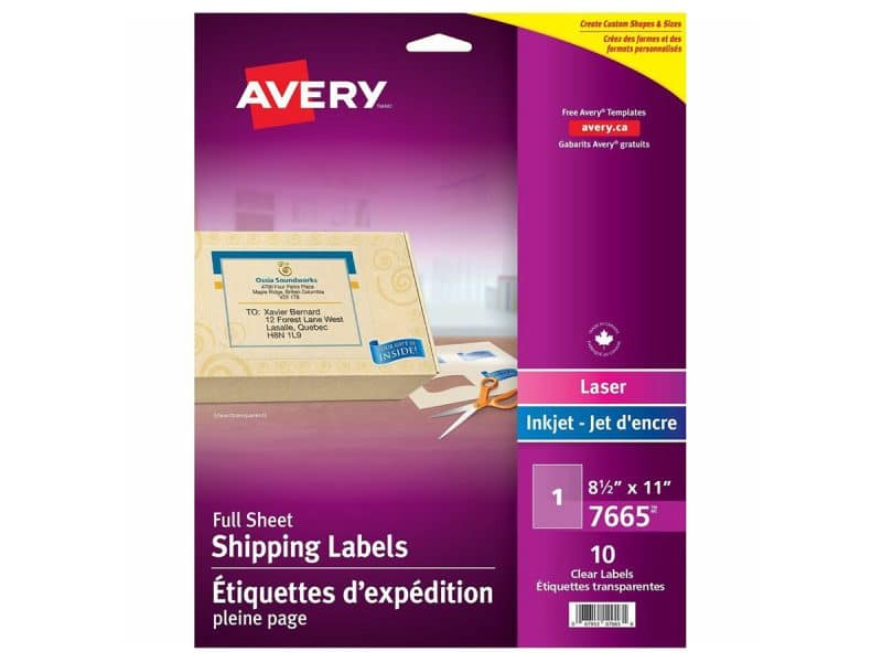 Étiquettes transparentes Avery 1/page 7665