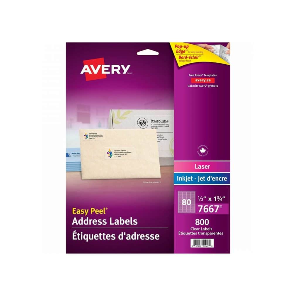 Étiquettes transparentes Avery 80/page 7667