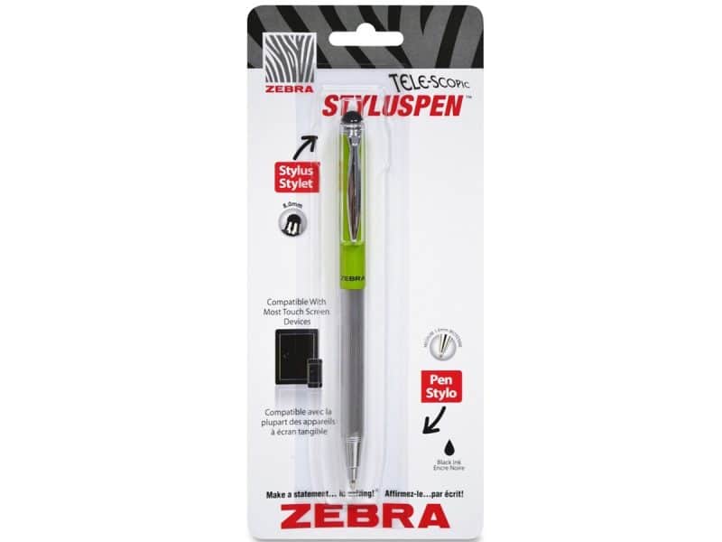 Stylo 2 en 1 télescopique vert Styluspen 1.0 encre noir