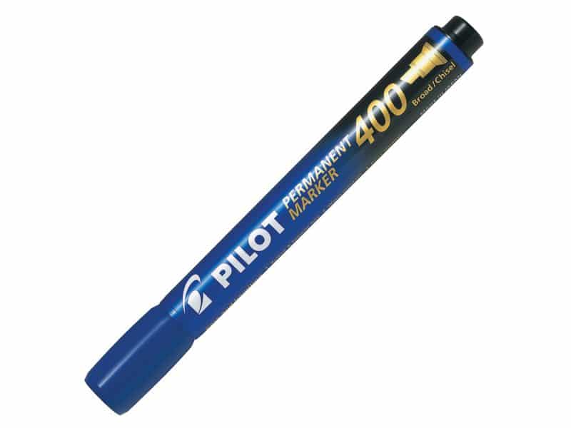 Marqueurs permanents Pilot 400 bleu biseauté (boîte de 12)