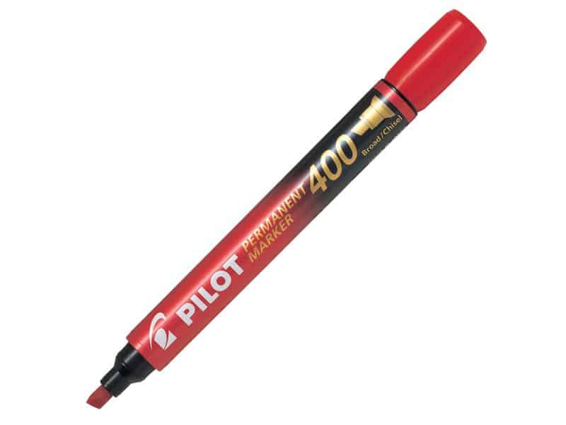Marqueurs permanents Pilot 400 rouge biseauté (boîte de 12)