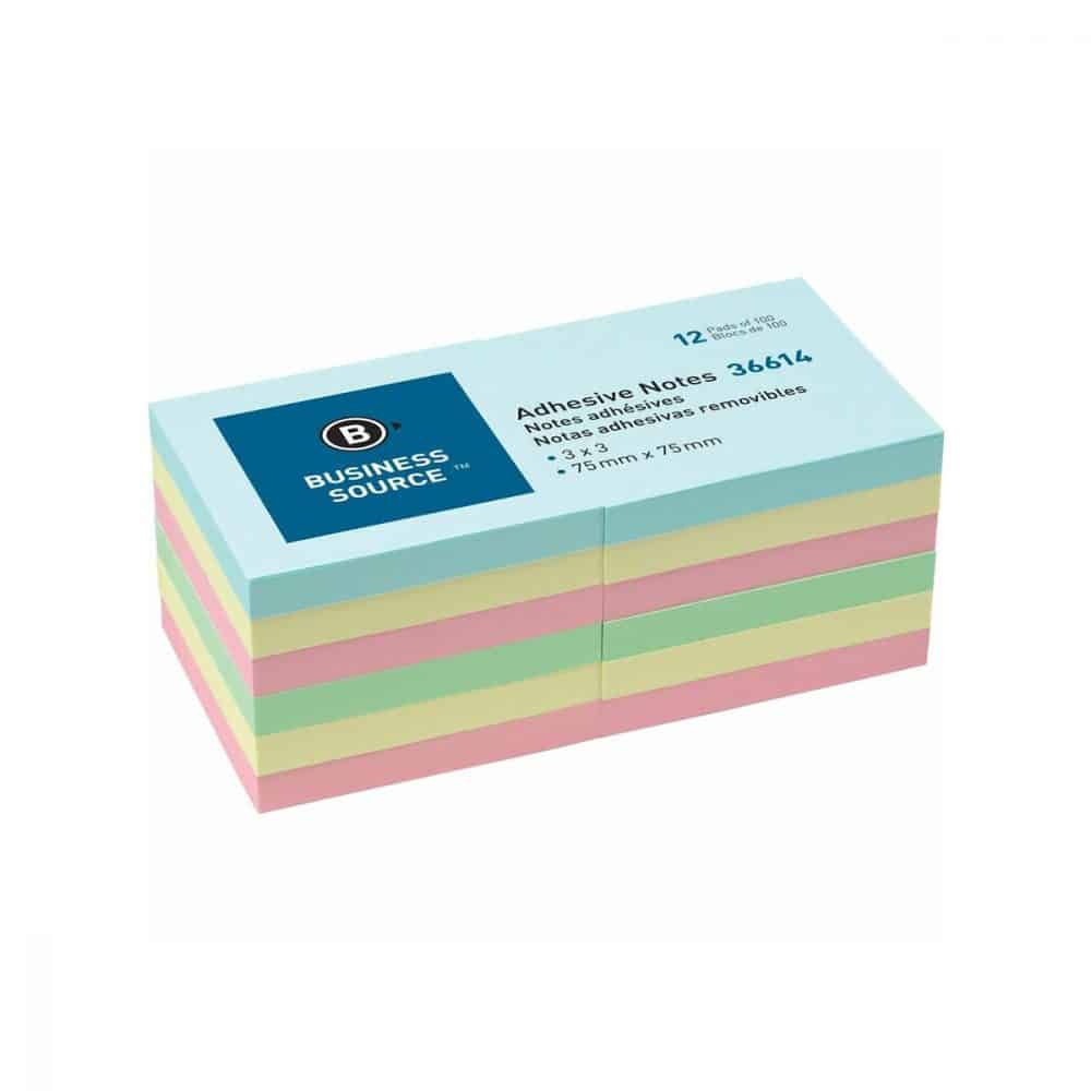 Feuillets autoadhésifs pastels 3x3 paquet de 12 blocs