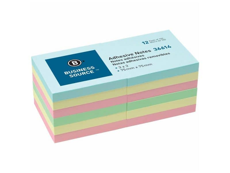 Feuillets autoadhésifs pastels 3x3 paquet de 12 blocs