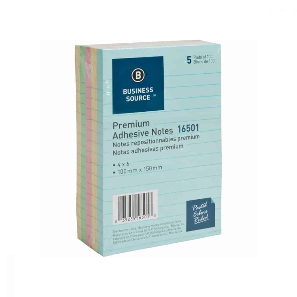Feuillets autoadhésif 4 x 6 po. Ligné (pqt 5)