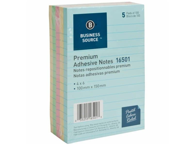 Feuillets autoadhésif 4 x 6 po. Ligné (pqt 5)