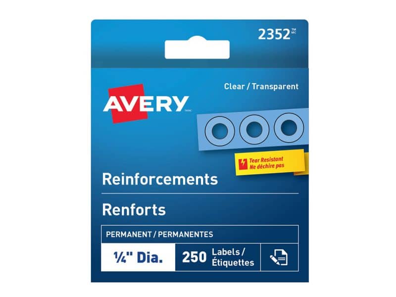 Renforts autoadhésifs  transparent (pqt 250)