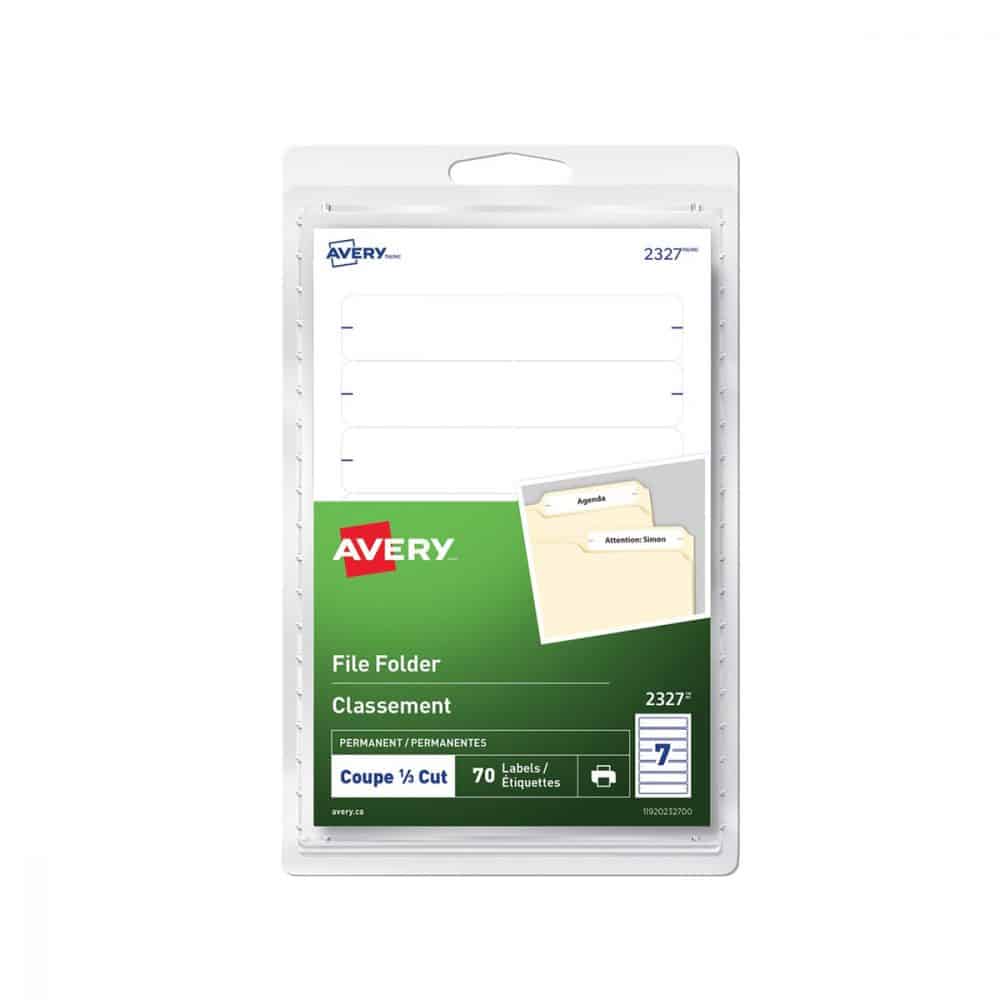 Étiquettes de classement Avery 3-7/16 x 2/3 po
