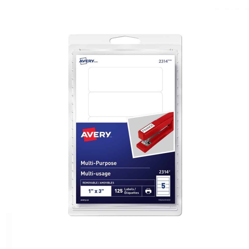 Étiquettes multi-usages autoadhésifs Avery 1x 3 pouce