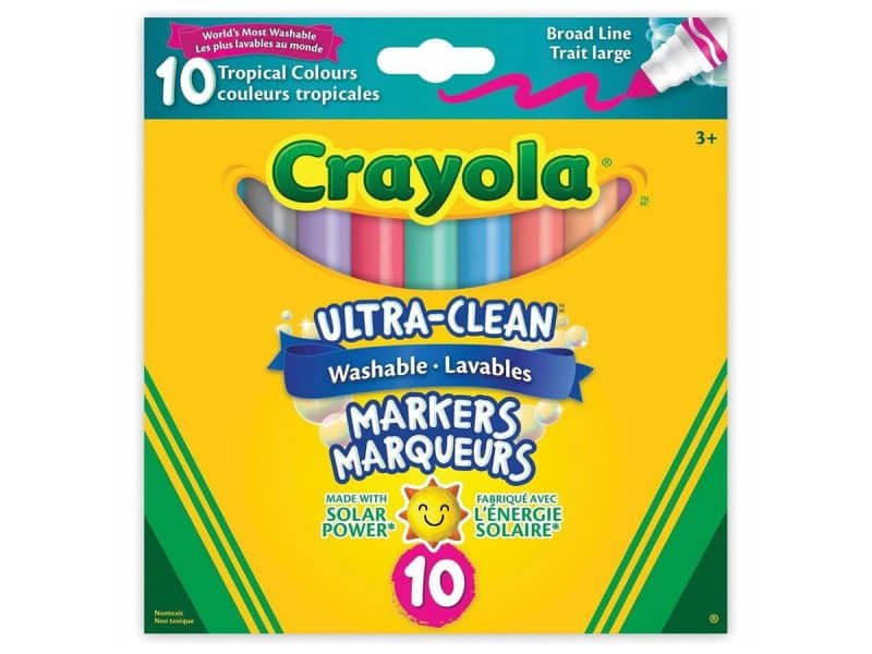Marqueurs lavables larges Crayola couleurs tropicale (10)