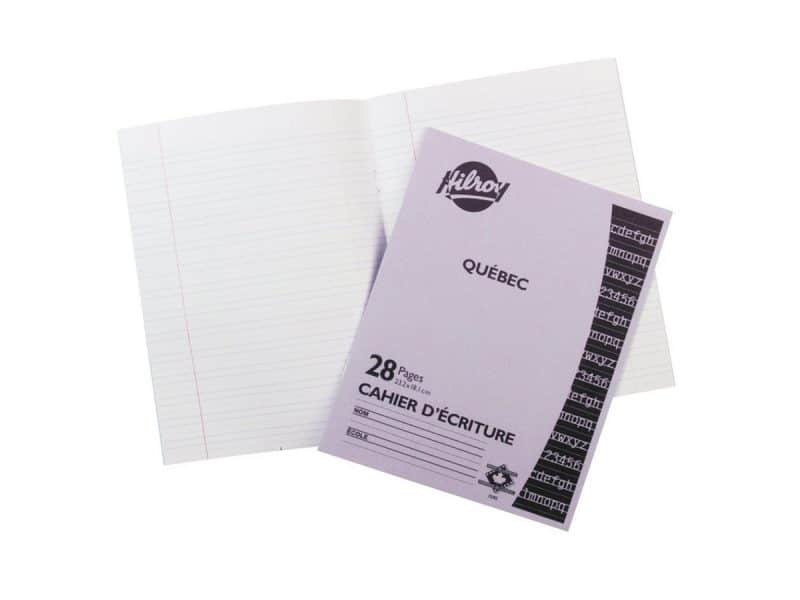 Cahier d'écriture interligné et pointillé Québec Hilroy