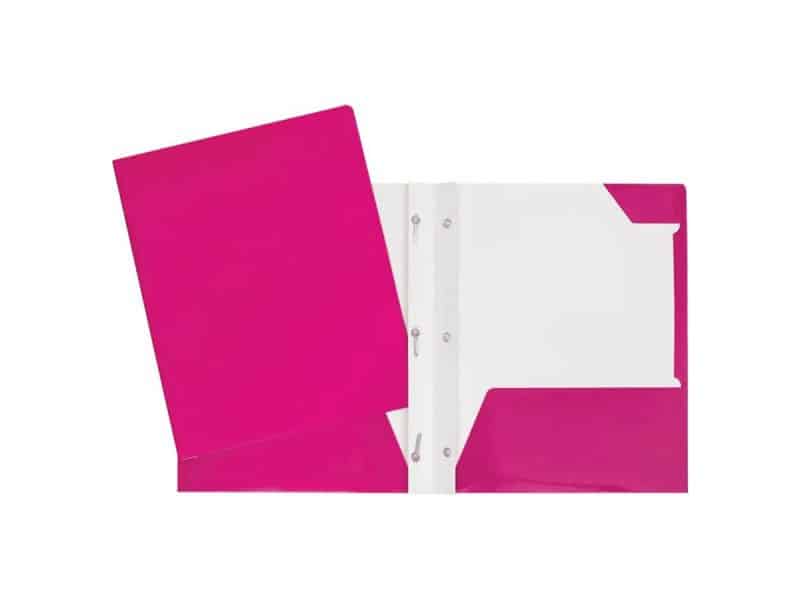 Duo-tang attaches et pochette carton laminé 34200 - rose
