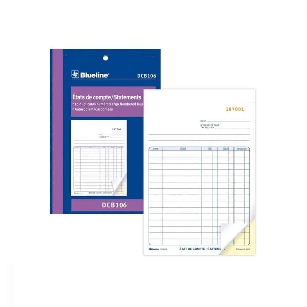 États de compte Blueline DCB106