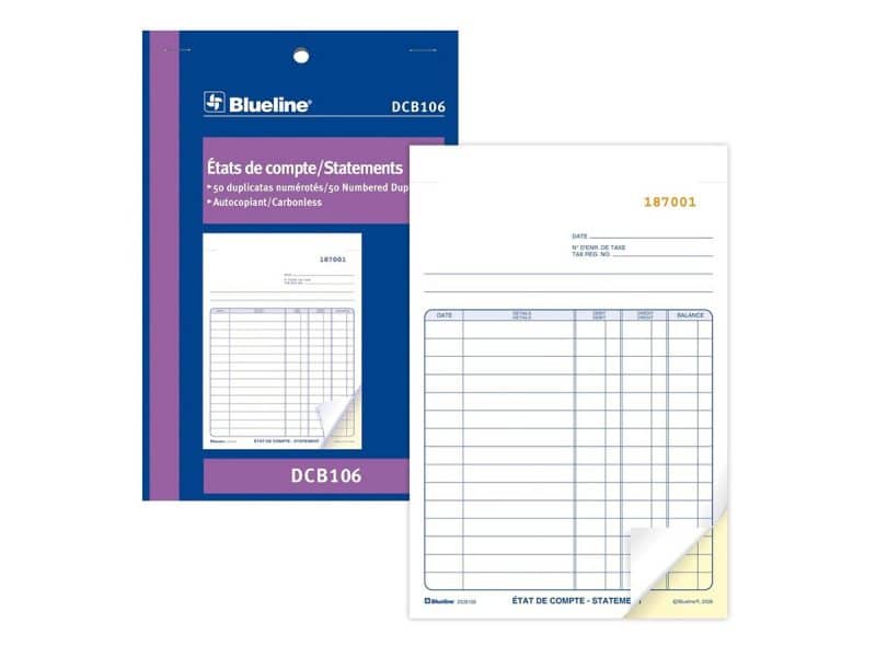 États de compte Blueline DCB106
