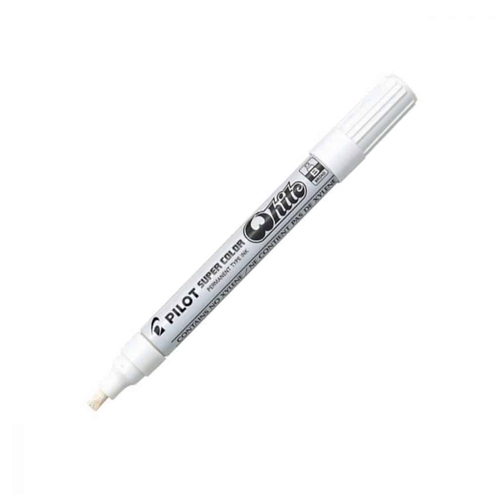 Marqueur Permanent Pilot Super Color biseauté blanc