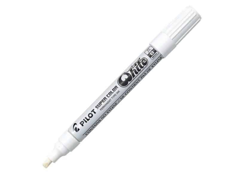 Marqueur Permanent Pilot Super Color biseauté blanc