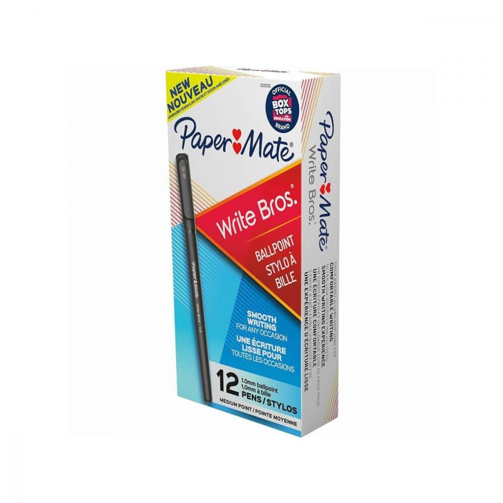 12 Stylos à bille Write Bros - Paper Mate moyen noir