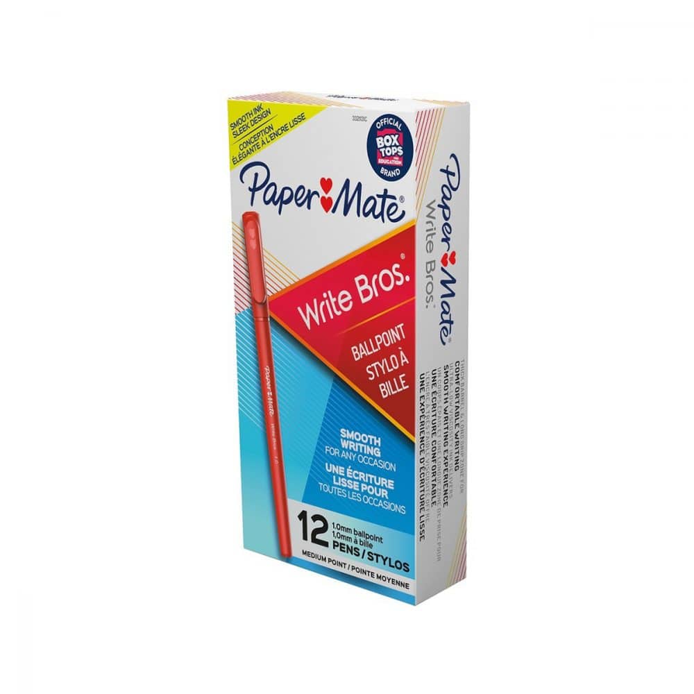 12 Stylos à bille Write Bros - Paper Mate moyen rouge